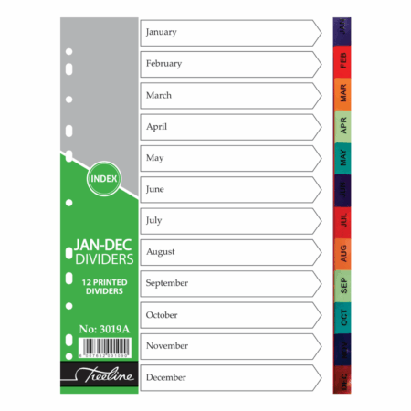 A4 Treeline PVC Dividers Jan -Dec